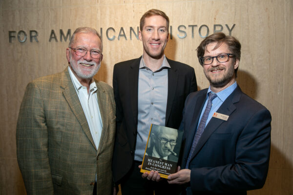 Authors Timothy and Brendan McNulty and Jeb Brooks at The Meanest Man in Congress book signing at the Briscoe Center for American History in Austin, TX. Photo by Spencer Selvidge.